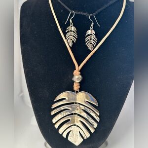 Split-leaf Silver Necklace and Matching Earrings - Christopher & Banks
